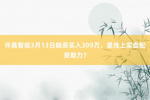 许昌智能3月13日融资买入309万，是线上实盘配资助力？