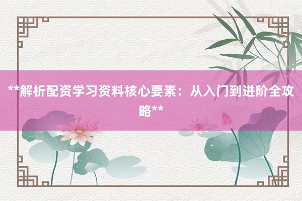 **解析配资学习资料核心要素：从入门到进阶全攻略**