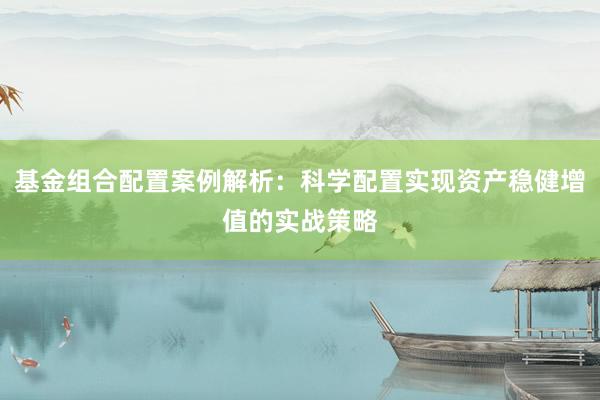 基金组合配置案例解析：科学配置实现资产稳健增值的实战策略