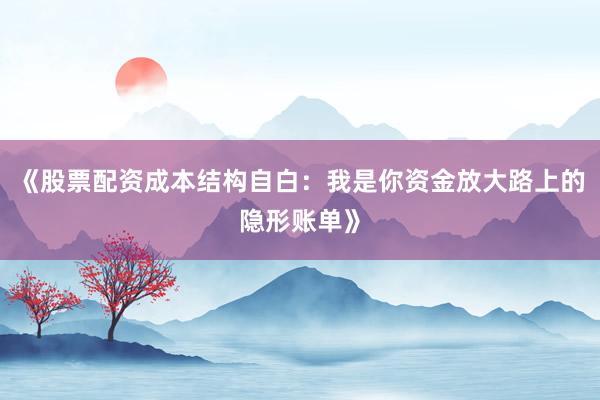 《股票配资成本结构自白：我是你资金放大路上的隐形账单》