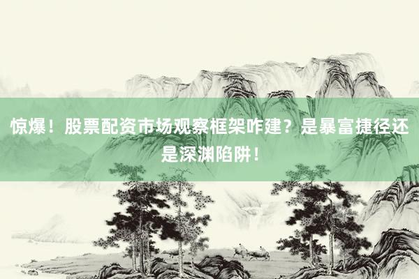 惊爆！股票配资市场观察框架咋建？是暴富捷径还是深渊陷阱！